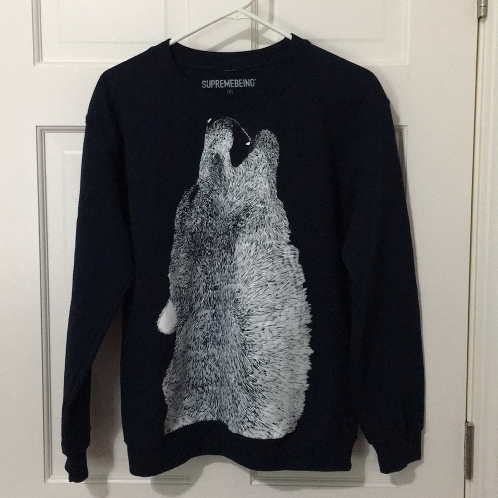 Navy graphic crew neck sweatshirt